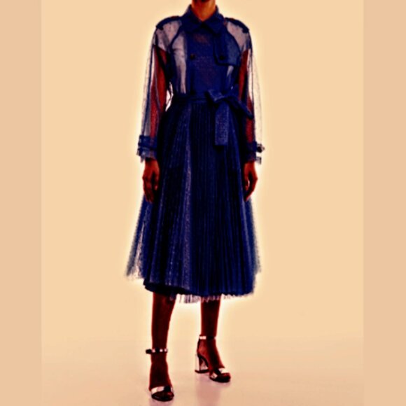 Brand New DOLAN SHEER DOT TULLE TRENCH COAT - Picture 8 of 8